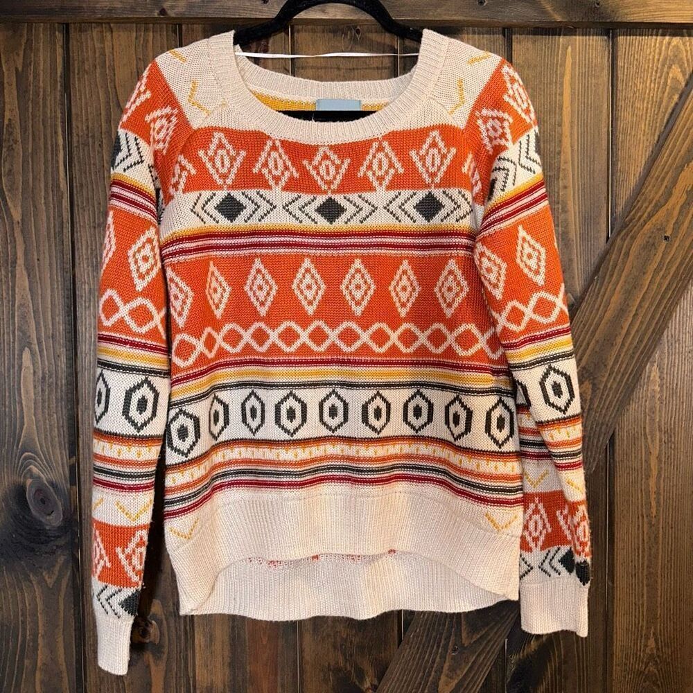 Skies Are Blue Tribal Print Aztec Southwestern Sweater